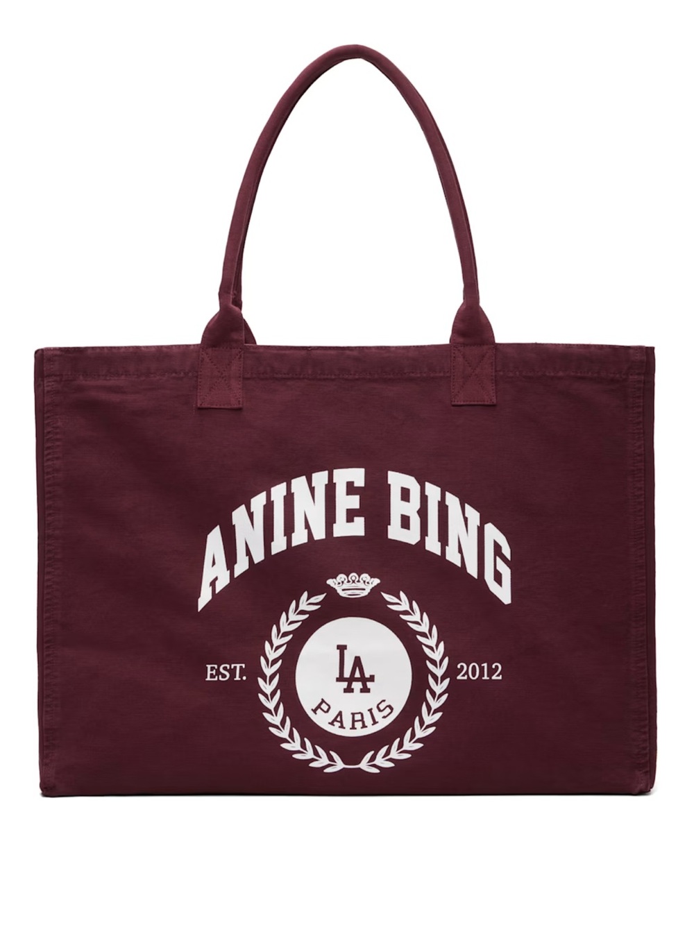 ANINE BUNG | Burgundy Leo Canvas Collegiate Tote | NWT